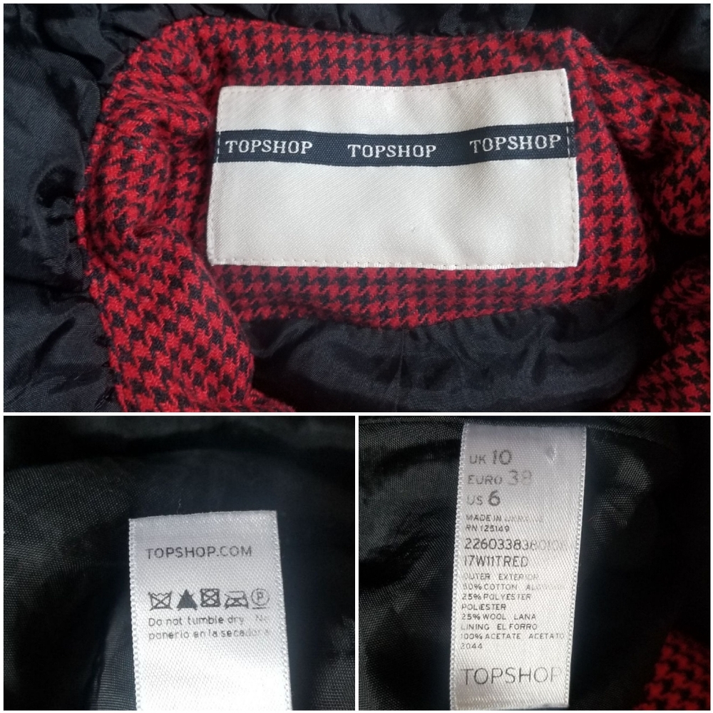Topshop houndstooth peplum jacket ruffle - Picture 7 of 10